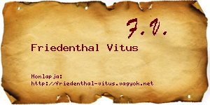 Friedenthal Vitus névjegykártya